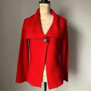 Red Sweater Cardigan with Button closure